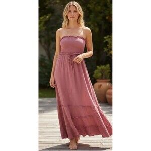 sim and sam pink dress IVORY PINK FLORAL MILKMAID LINEN
